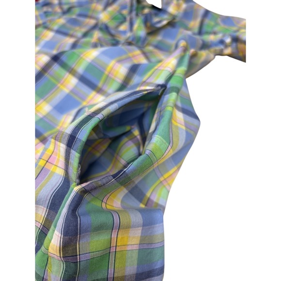 Ralph Lauren Girls Size 7 Plaid Ruffle Short Sleeve Button Down Cotton Dress - Picture 6 of 7